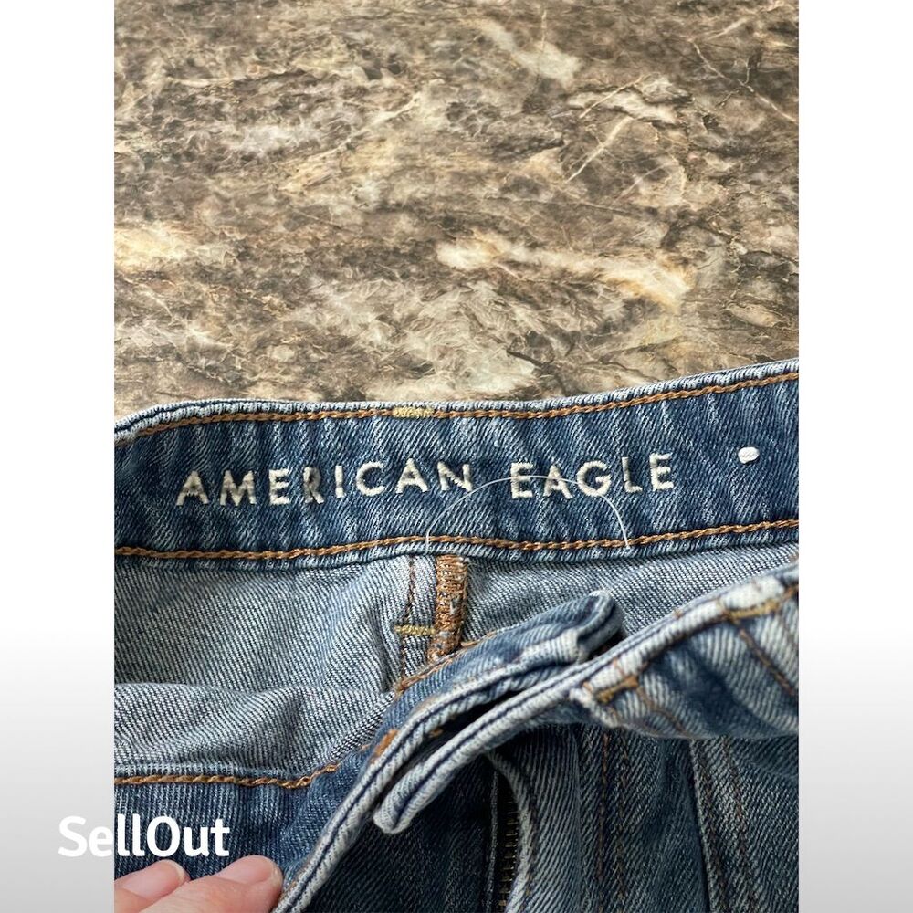 American Eagle Women's Size 00 Blue Denim Mini Skirt Distressed (sku389) - Picture 7 of 12